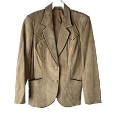 VTG 80s Womens 10 Suede Leather Two Button Blazer Jacket Western Rodeo Cowgirl