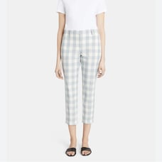 Theory Slim Cropped Pant In Checked Scuba Preppy Size 10