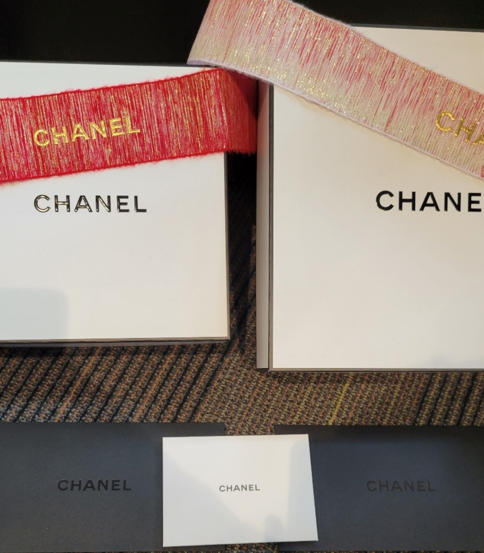 Chanel Box Bundle Large And Medium With Ribbon and Envelopes