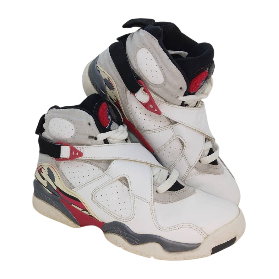 Nike Air Jordan VIII Retro Countdown Boys Preowned White/Gry/Red Sneakers-sz. 5Y