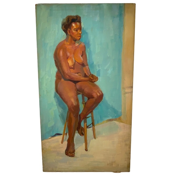 Nicholas Bogolubov Seated Nude On High Stool Circa 1956