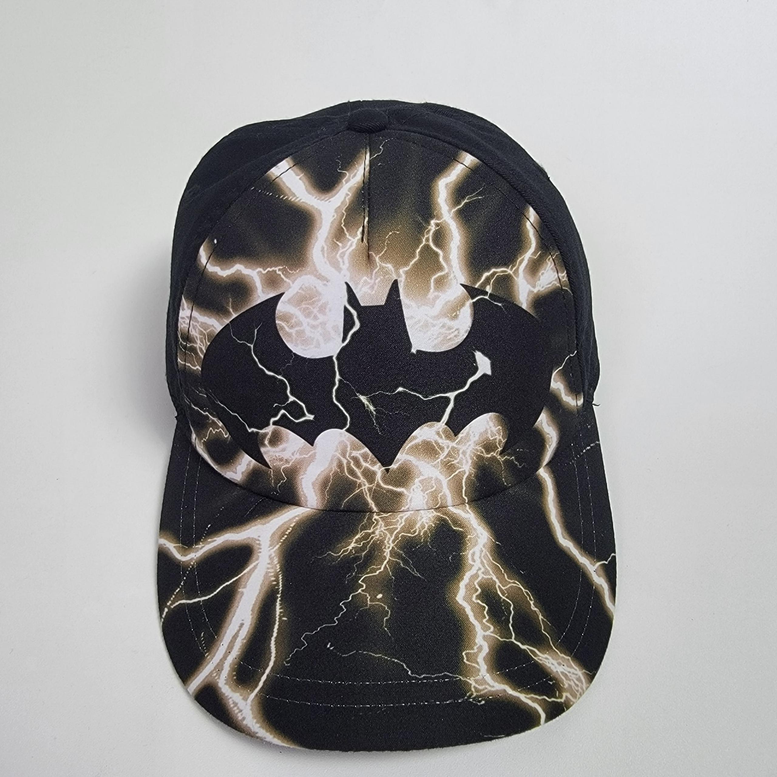 Batman Lightning Hat Baseball Cap Youth One Size Junior's Black White DC Comics.