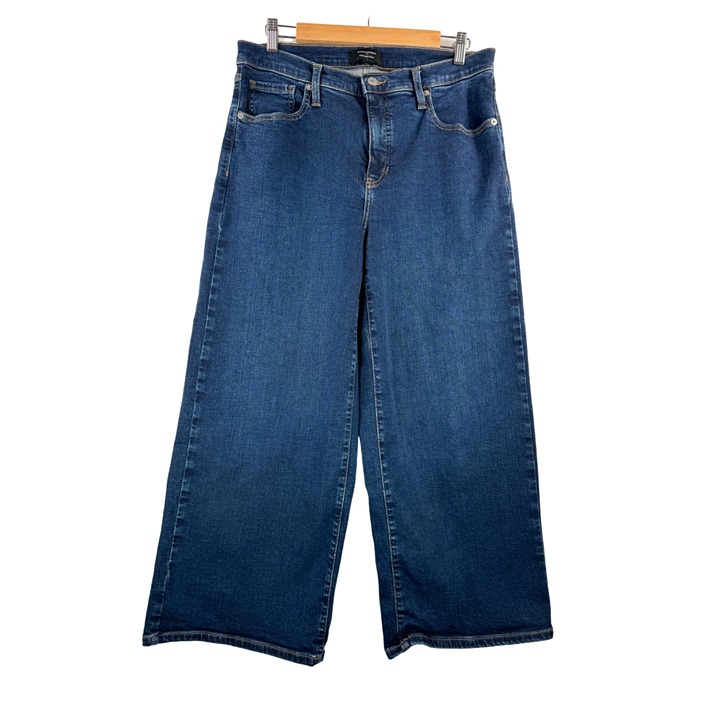 Banana Republic Wide Leg Crop High waist Jeans dark wash stretch sz 31