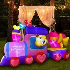 8 FT Inflatable Valentine's Day Train with Bear Heart