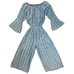WALTER BAKER Milan Jumpsuit sz XL Blue w/White Stripe Crop Wide Leg W2664