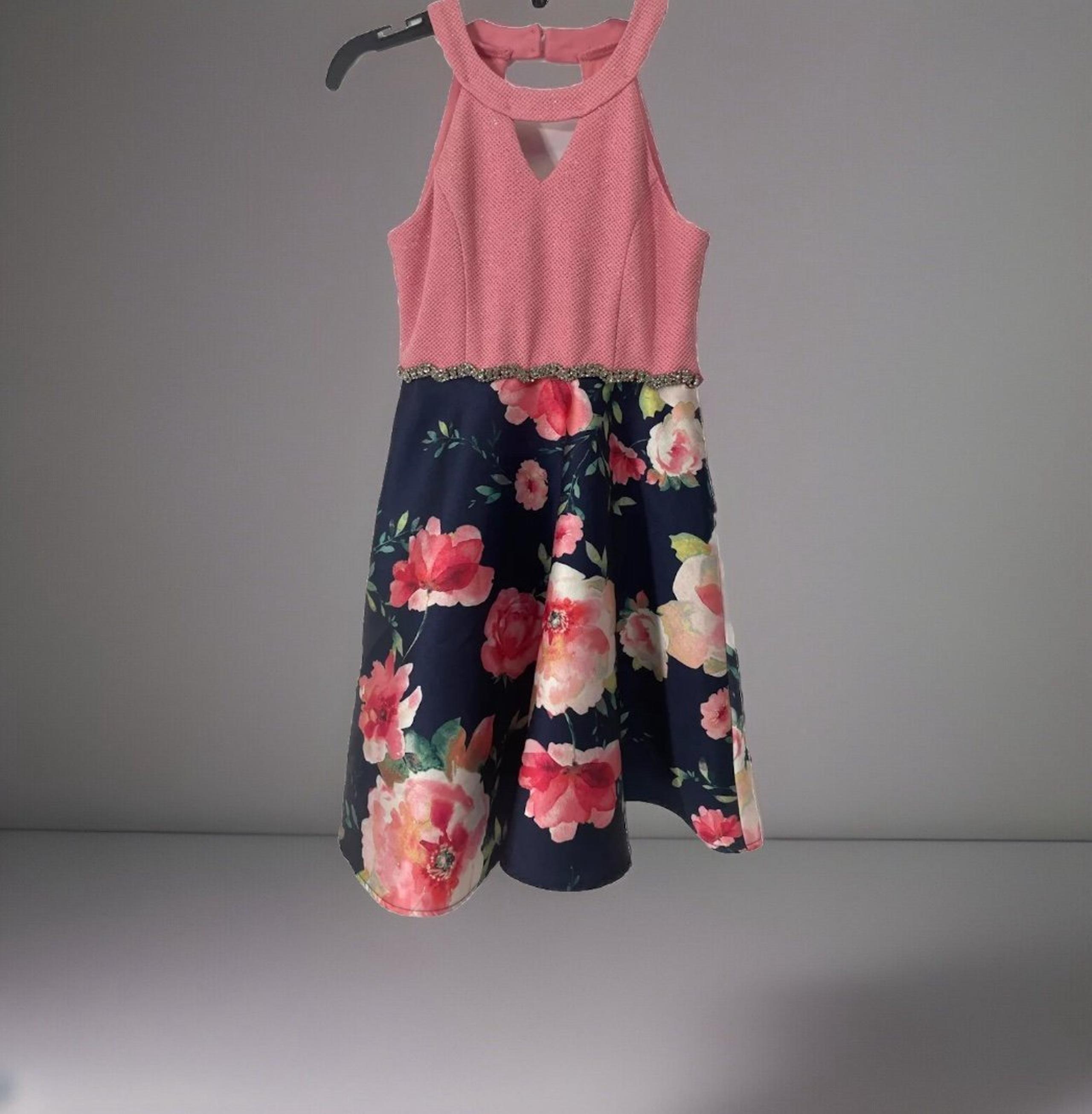 Rave Editions girls Pink Floral Sleeveless dress SZ 8, Special Occasion