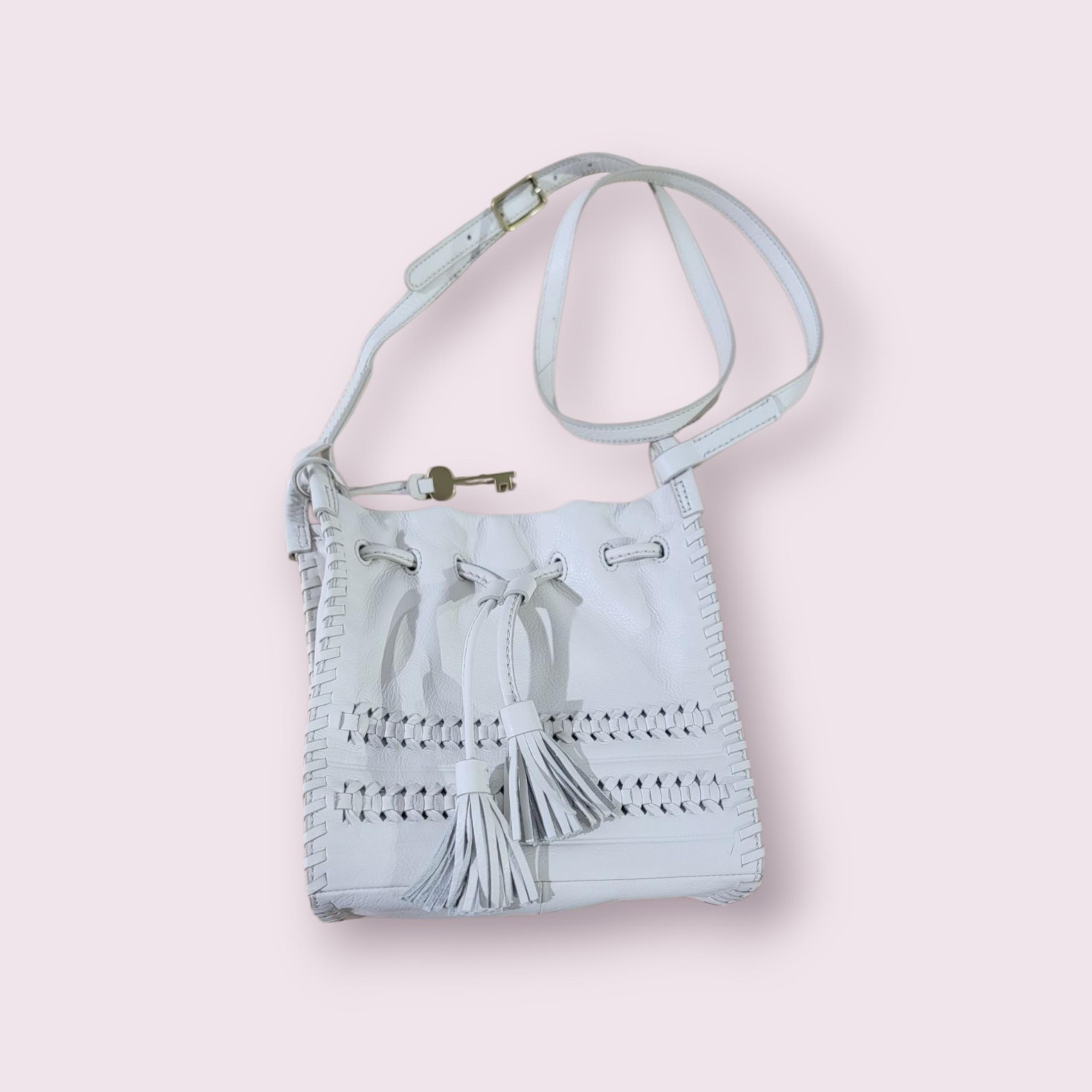 Fossil Claire Small Drawstring Crossbody Handbag Vanilla