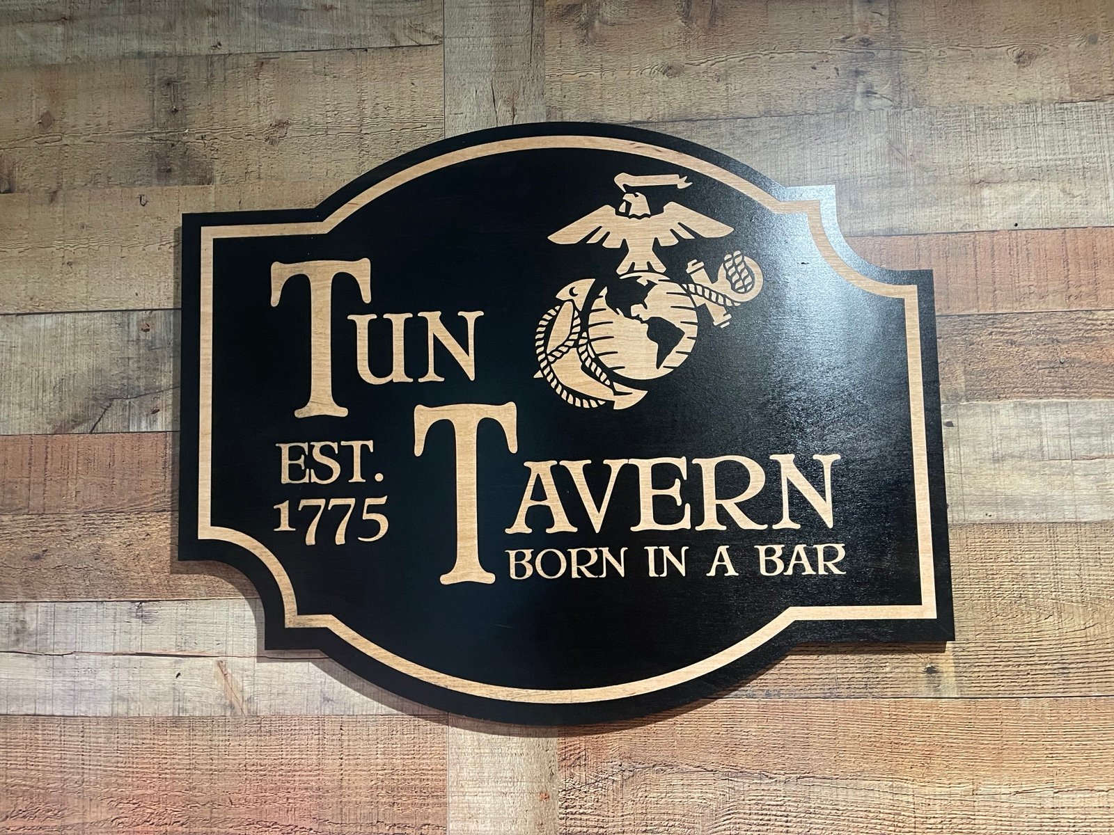 Tun tavern wood sign