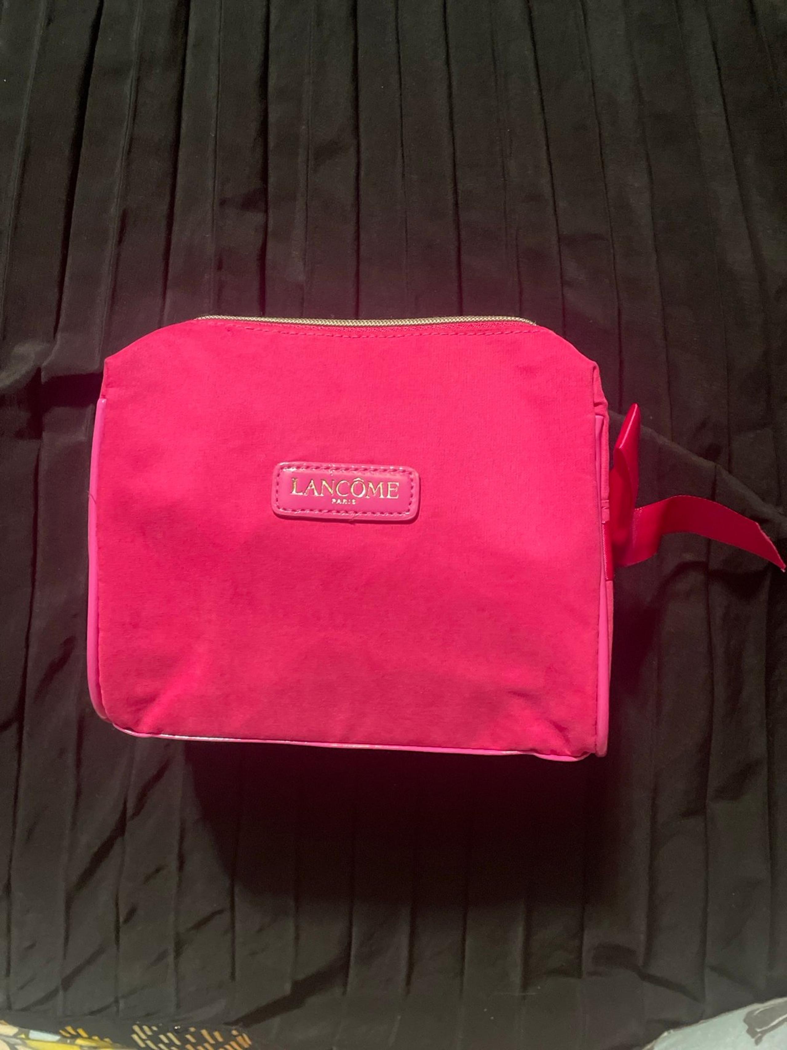Lancôme paris  fuchsia cosmetics bag matching Bow cotton rose zipper
