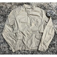 Ruff Hewn Beige Jacket Full Zip Womens Size L Cargo Army