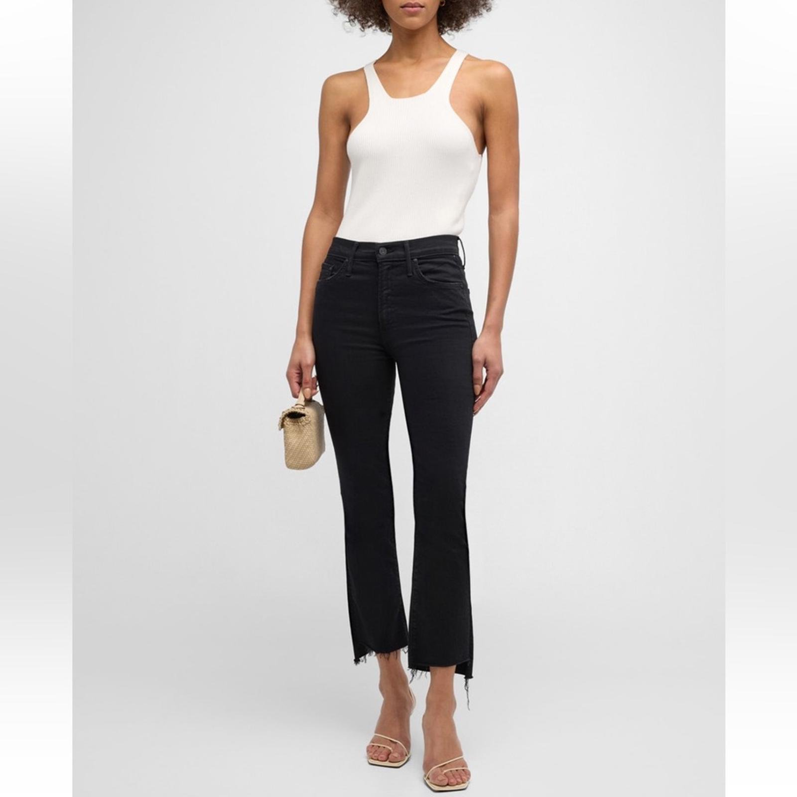 Mother The Insider Crop Step Fray Jeans Size 29 Not Guilty Black