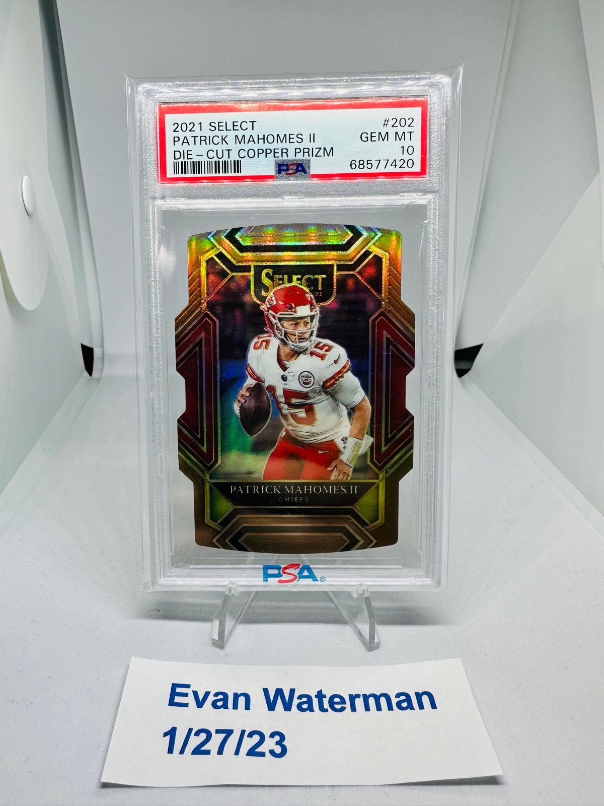 2021 sales Panini Select Patrick Mahomes #202 Die-Cut Copper Prizm /199 PSA 10 Gem MT