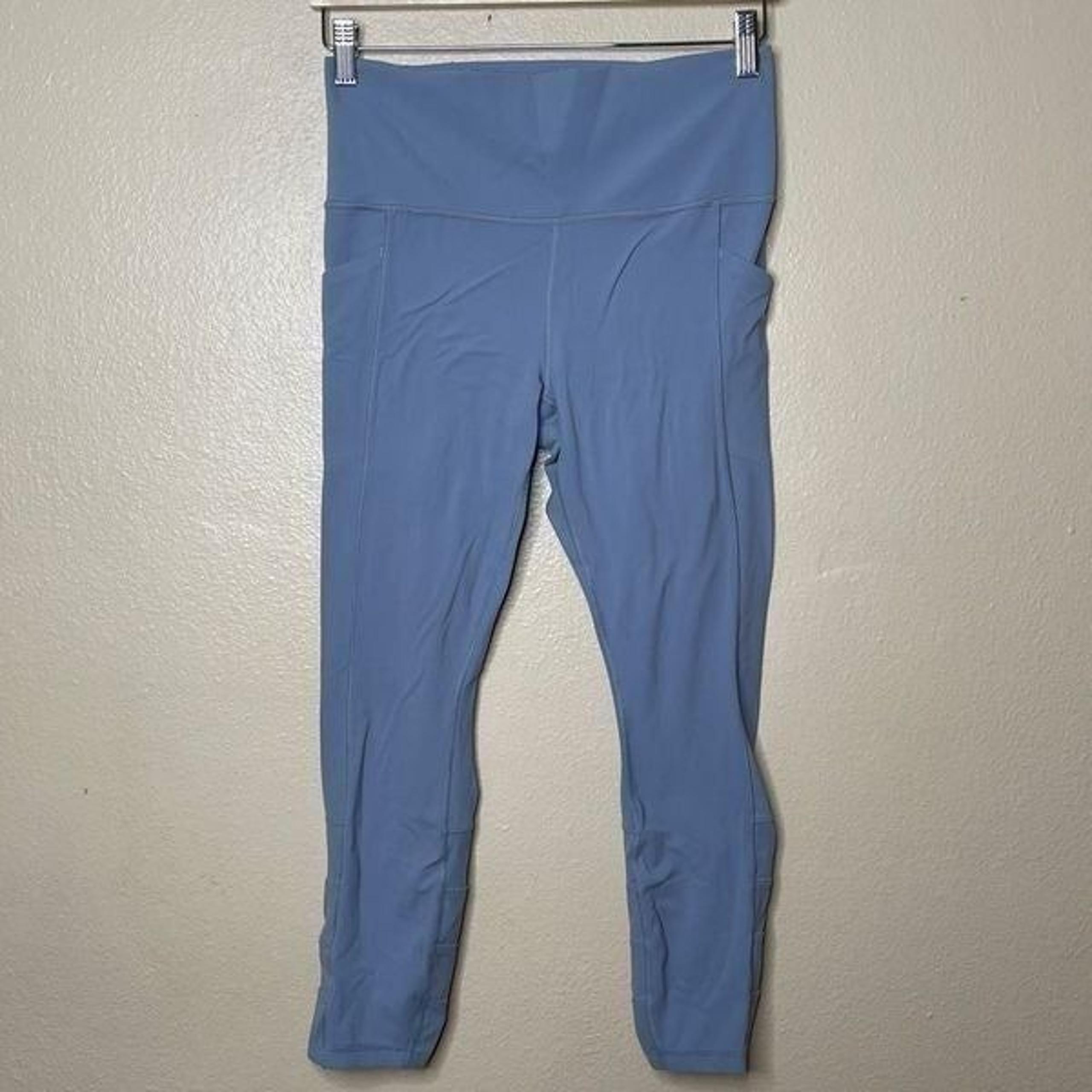Athleta Leggings Womens Medium Blue High Waist Pockets Active Wear Yoga Gym