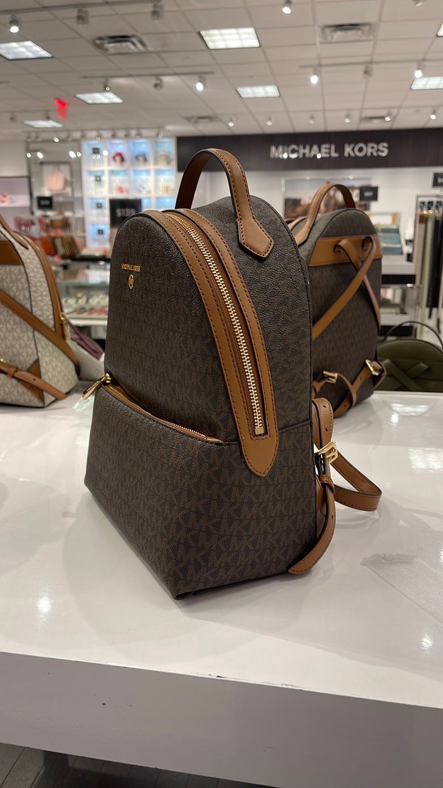 Michael Kors Womens Valerie Medium Logo Backpack 30F2G9VB2B Brown NWT