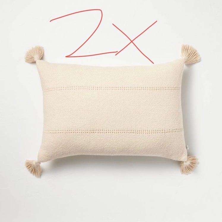 2x Hem Stitch Stripe Lumbar Pillows with Tassels from Hearth & Hand™ with M