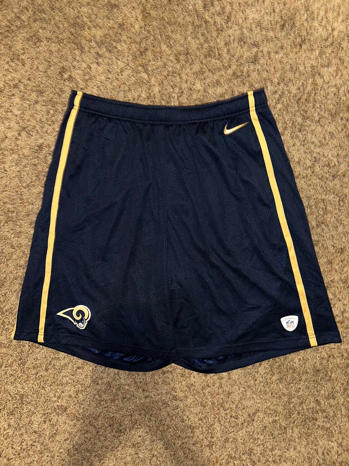 VINTAGE Nike Mens Dri-Fit Training Los Angeles Rams NFL Shorts 2012