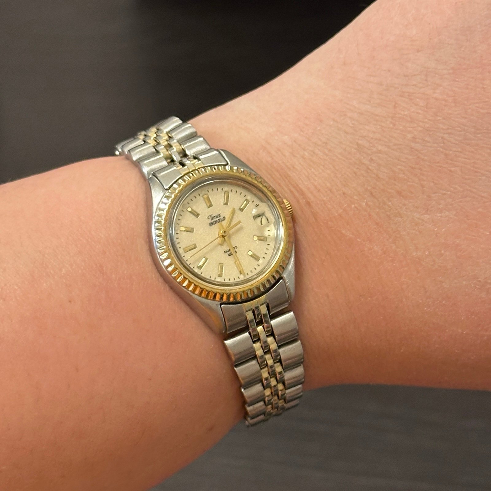 Timex Indiglo Two Tone Silver Gold Watch Watches