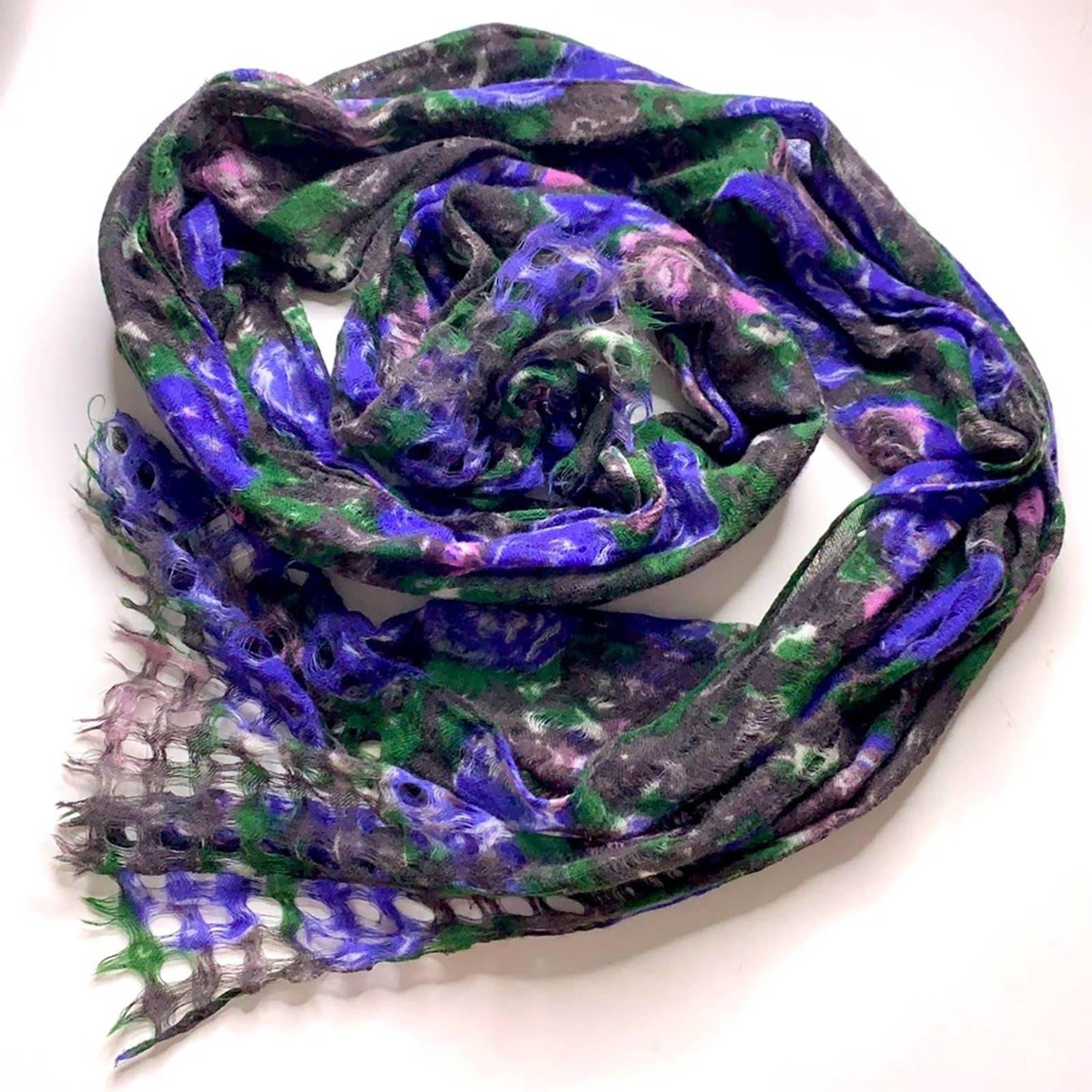 MADEWELL 1937 accessories wool scarf rosebud print purple