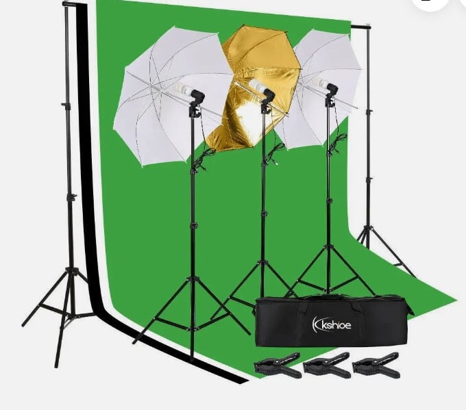 Photo Photography Umbrella Lighting Set Studio Light Bulb Backdrop Stand