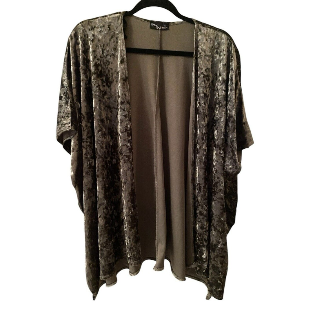 JM Fleurette Crush Green Velvet Long Duster Sz.S