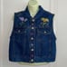 Vintage 80s/90s Crazy Horse blue denim floral embroidered vest