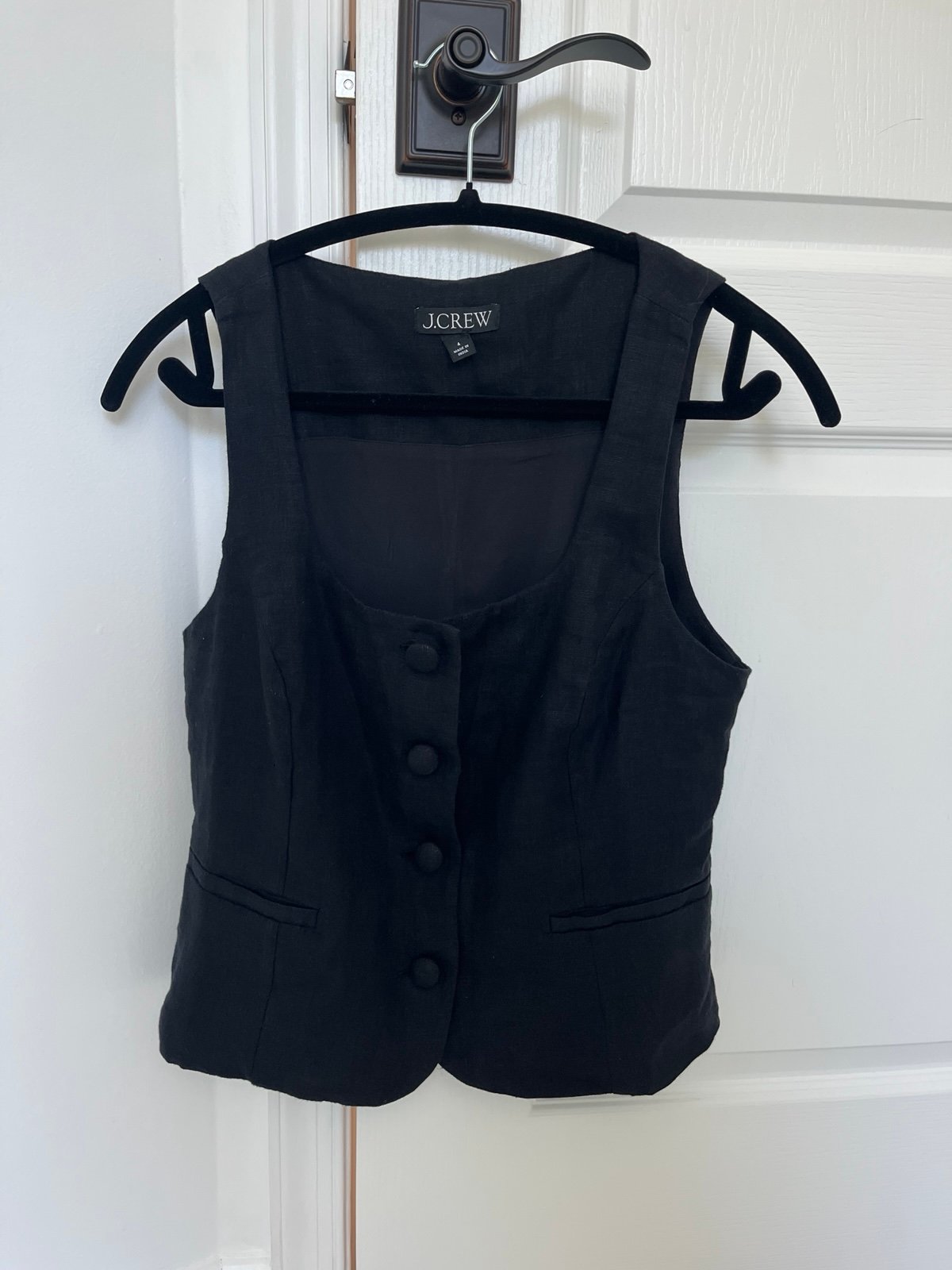 J crew scoopneck linen black vest