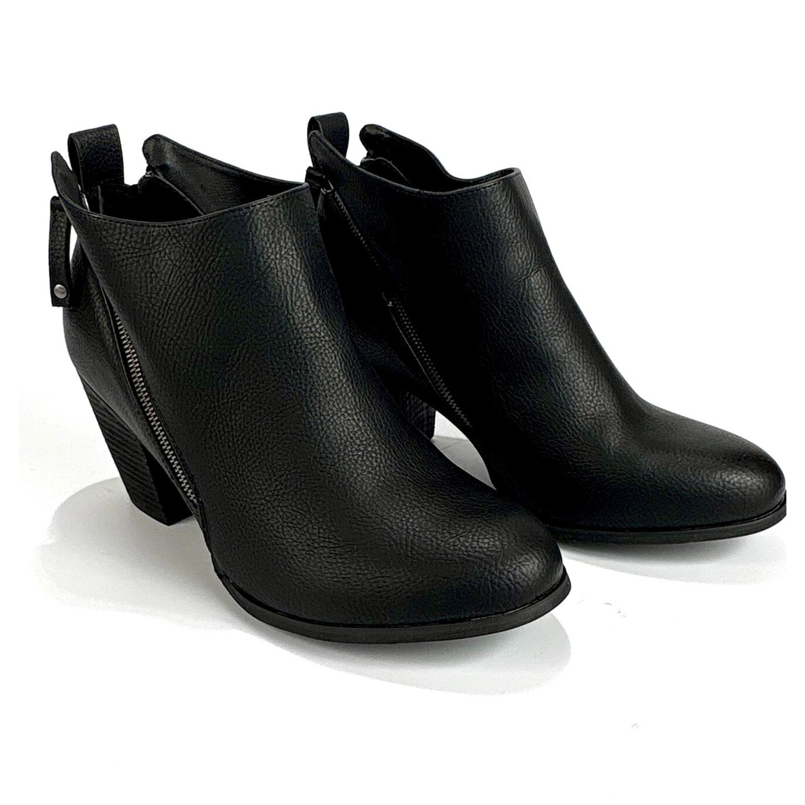 Torrid Side Zip Heel Bootie Black Size 12 WW Extra Wide Boots Rock Biker Block