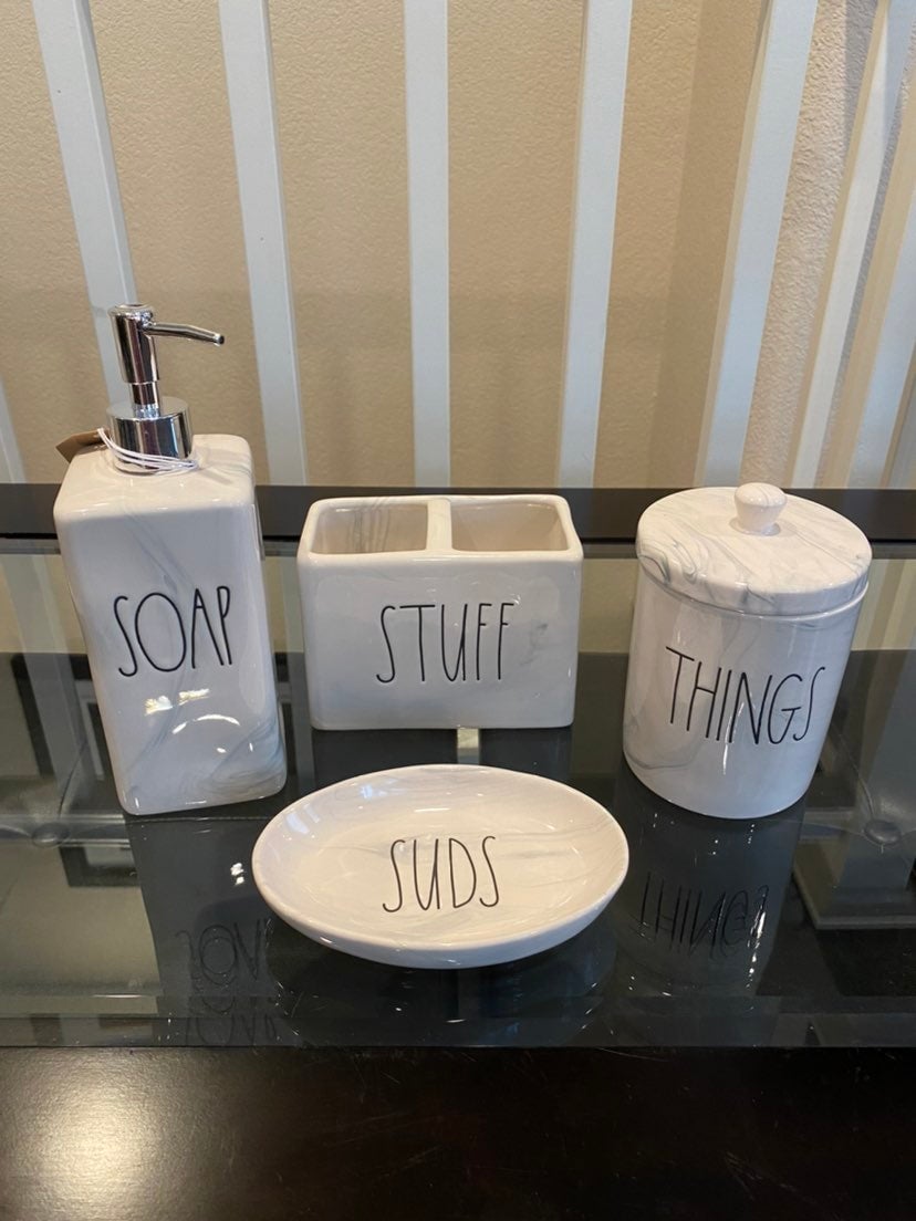 Rae Dunn Marble blue/gray Bathroom Set