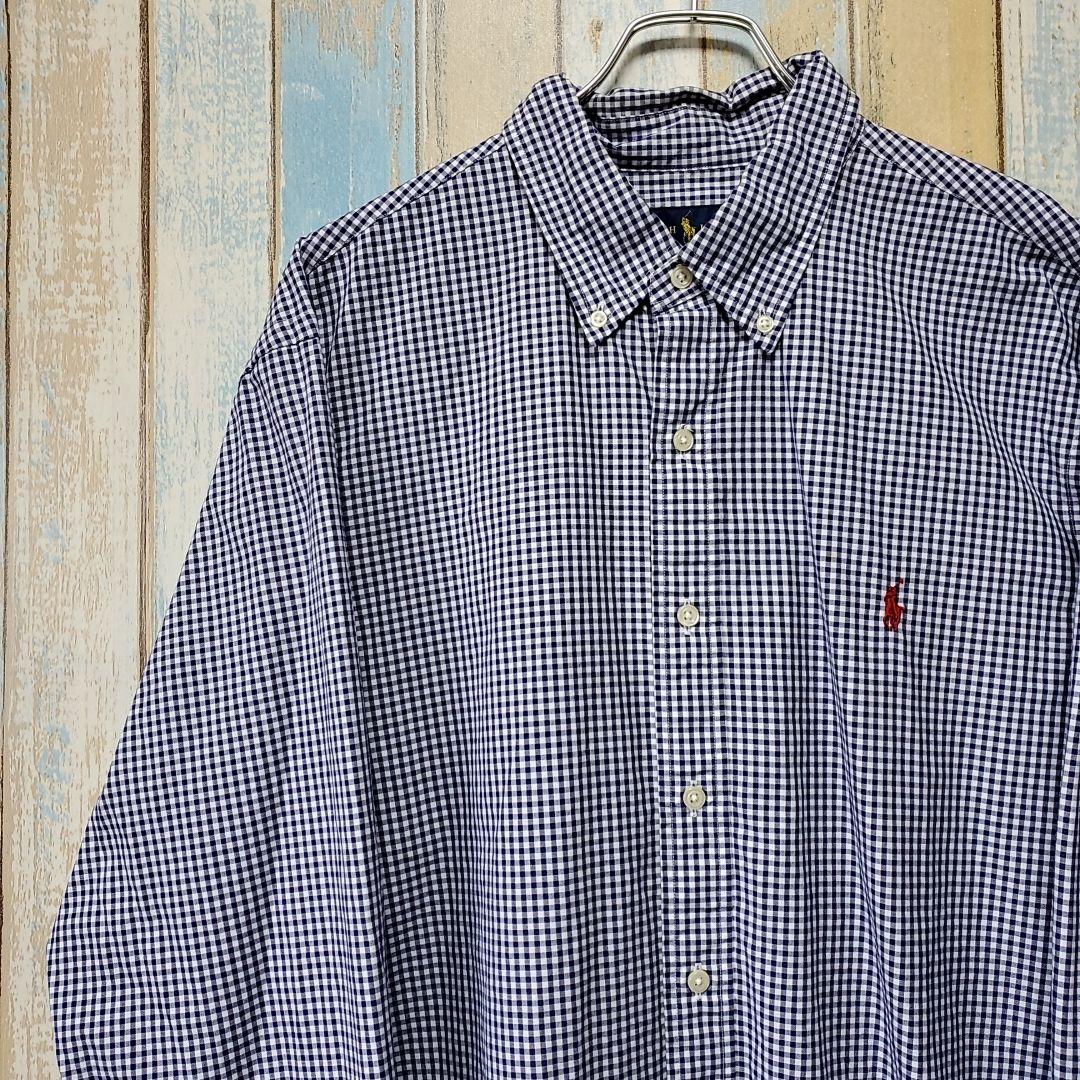 146☆Ralph Lauren☆BD Shirt☆Check☆One-Point Embroidery Logo☆XL