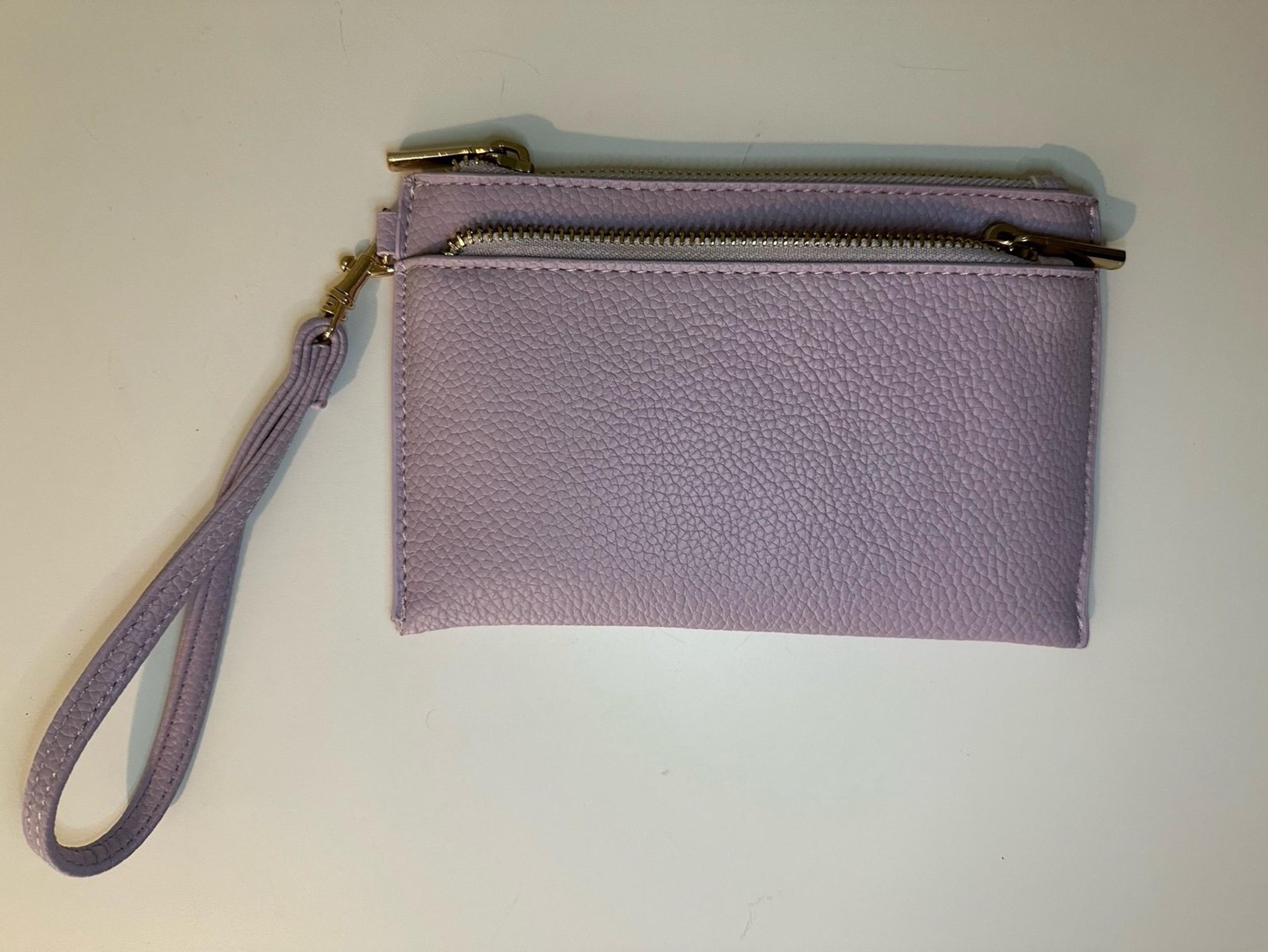 Women’s A New Day Liliac Purple Wristlet Clutch With Zippers And Pockets