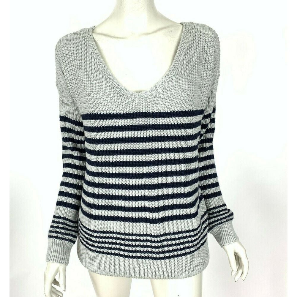BDG Striped V-Neck Sweater Long Sleeve Cotton Pullover Women Medium NWT 69