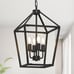 4 Light Adjustable Height Metal Chandelier for Dining Room Kitchen Hallway Black