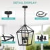 4 Light Adjustable Height Metal Chandelier for Dining Room Kitchen Hallway Black