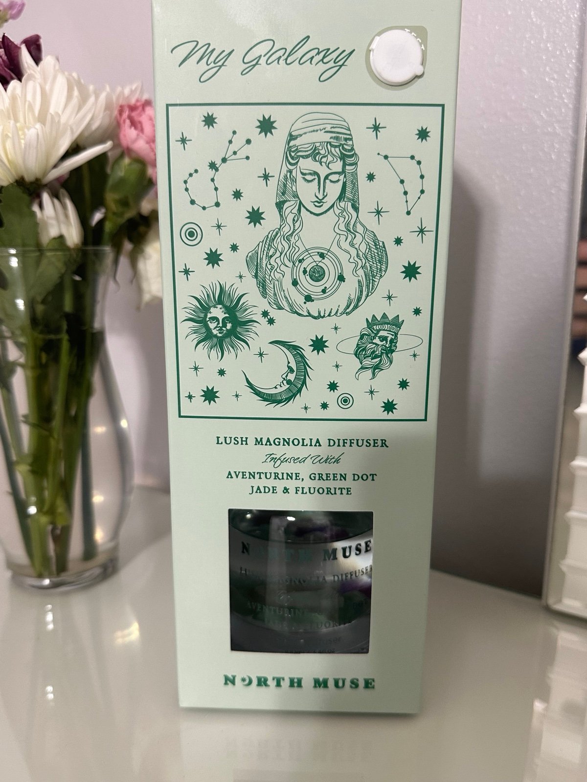North Muse Reed Diffuser Lush Magnolia w/ Aventurine, Jade & Fluorite 100ML