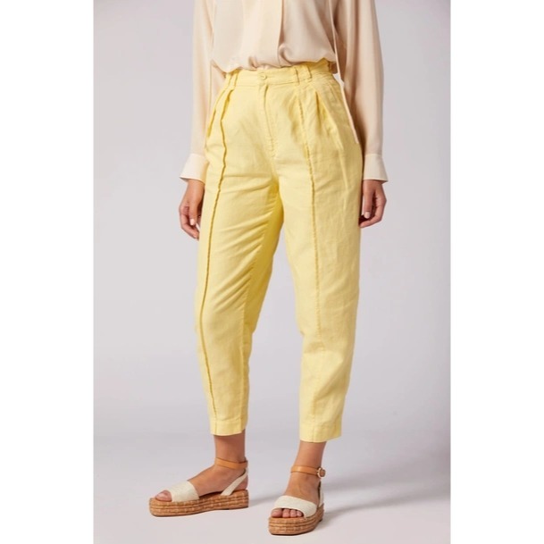 NEW JOIE NAT PANTS IN YELLOW LINEN BLEND SIZE 6
