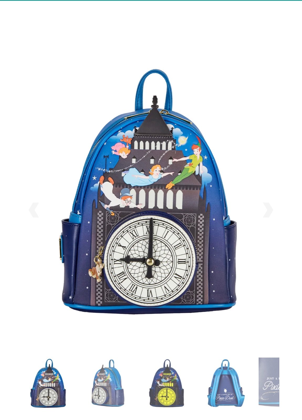 NWT Loungefly Peter Pan Glow Clock Mini Backpack