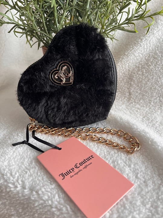 Juicy Couture Let’s Get Cozy Wristlet In Black Fuzzy Liquorice NWT