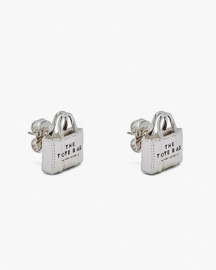 MARC JACOBS, THE TOTE BAG STUD EARRINGS (Light Antique Silver)