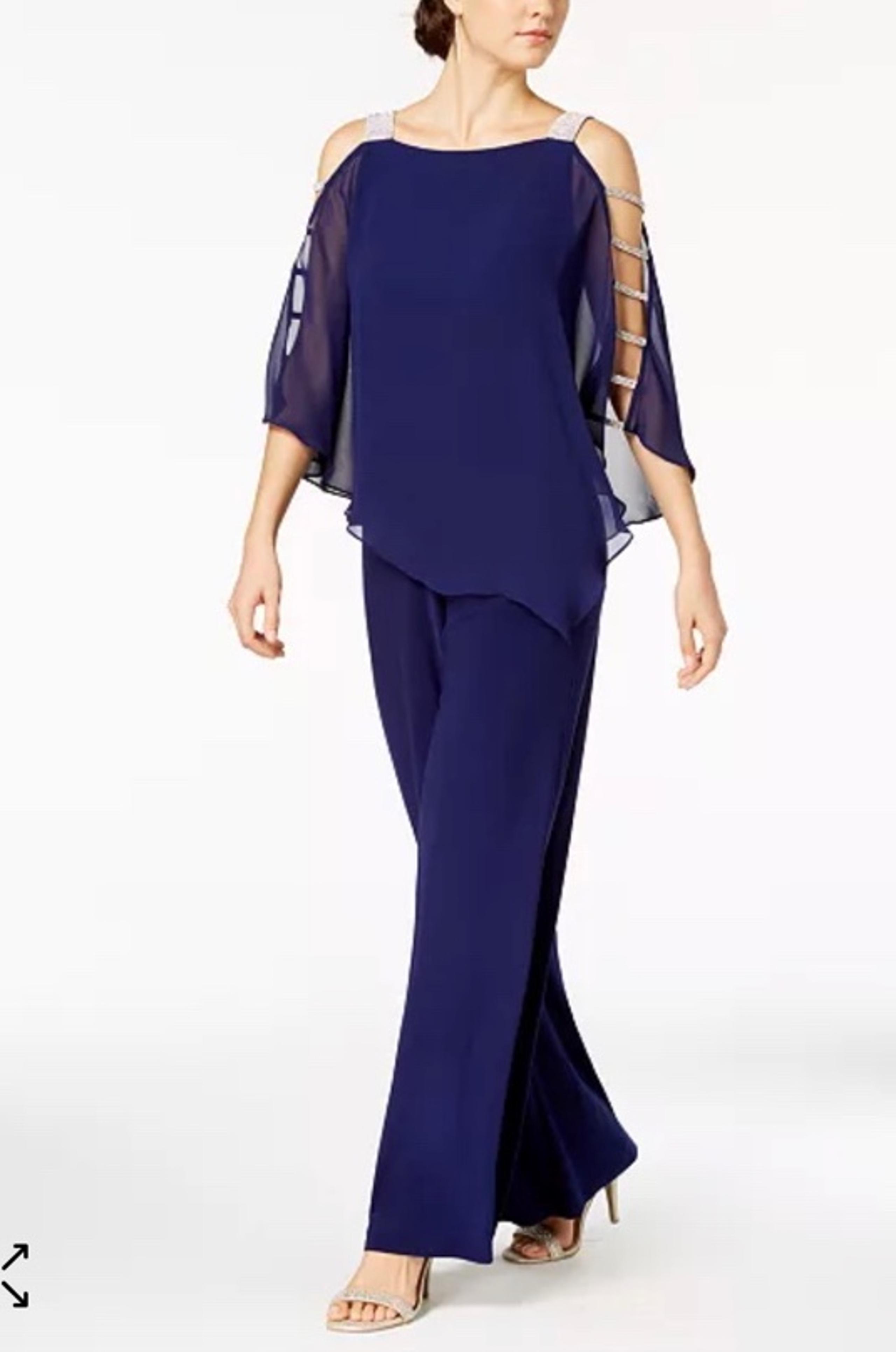 MSK Black Embellished Poncho Cold Shoulder Jumpsuit