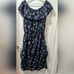 Current Elliott Floral Off the Shoulder Midi Dress Navy Blue Size 3 Large L NWT
