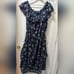 Current Elliott Floral Off the Shoulder Midi Dress Navy Blue Size 3 Large L NWT