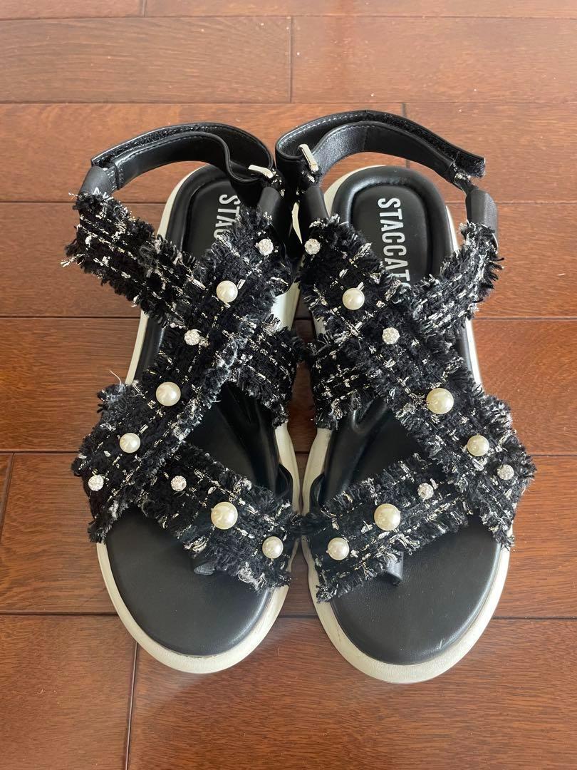 Staccato☆Tweed Pearl and Stone Sport Sandals