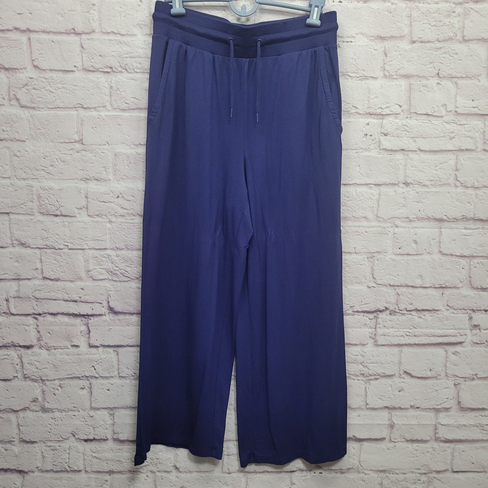 Boden Wide Leg Cropped Lounge Pants Drawstring Comfy Viscose Blue Size 6 Travel