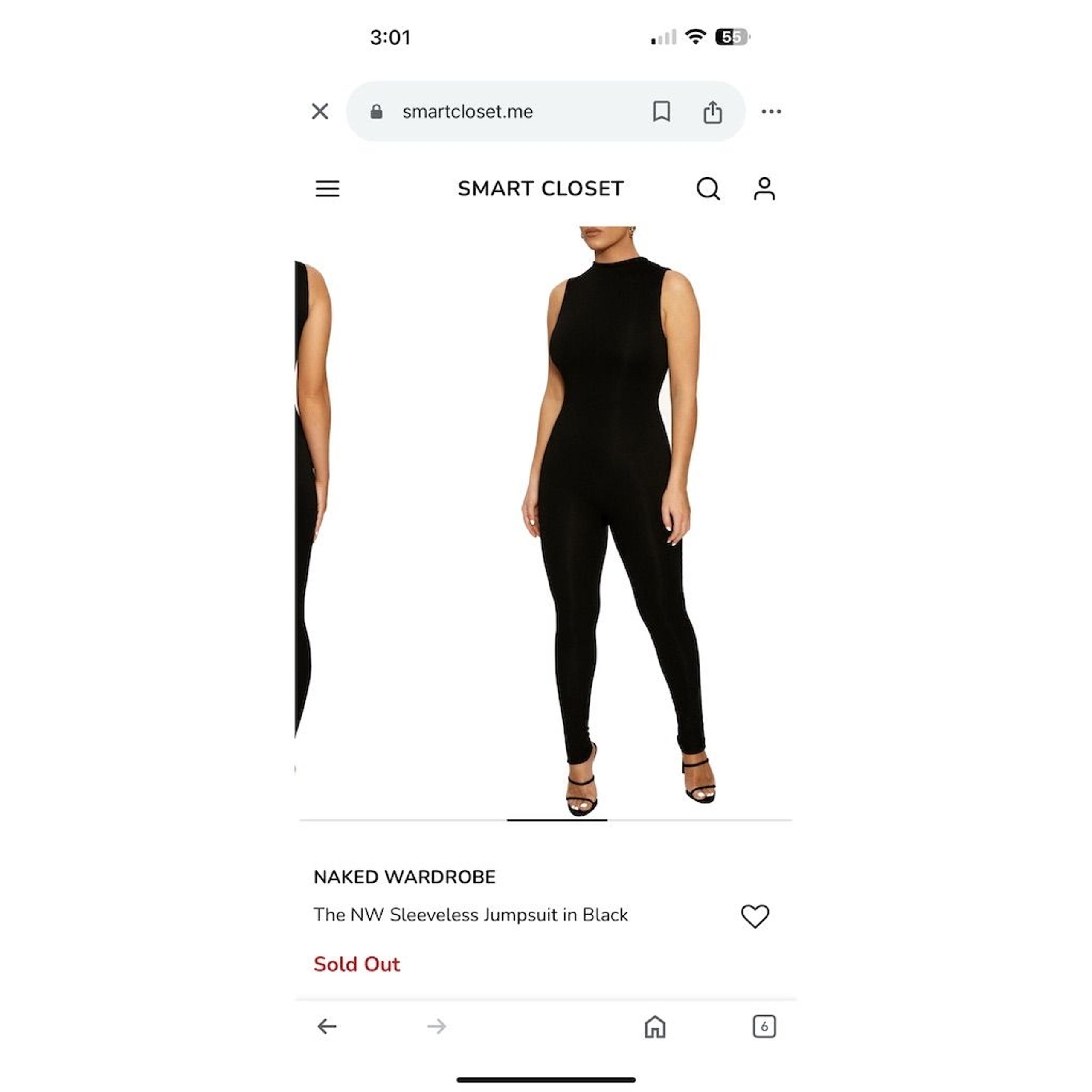 Naked Wardrobe Women's Sleeveless Jumpsuit Black Size L Casual Slim Fit