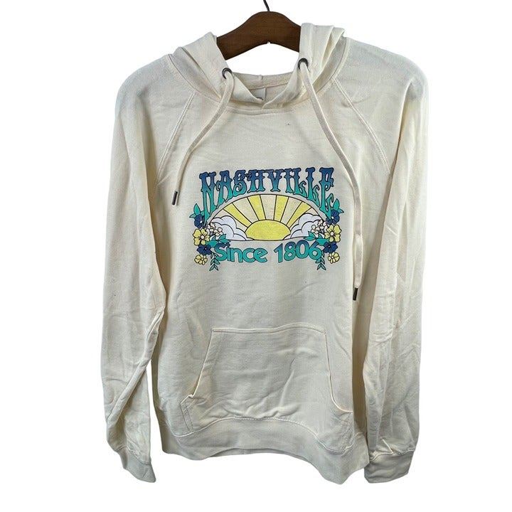 Nashville Pullover Hoodie Womens M Long Sleeve Ivory Cotton Blend Outdoor