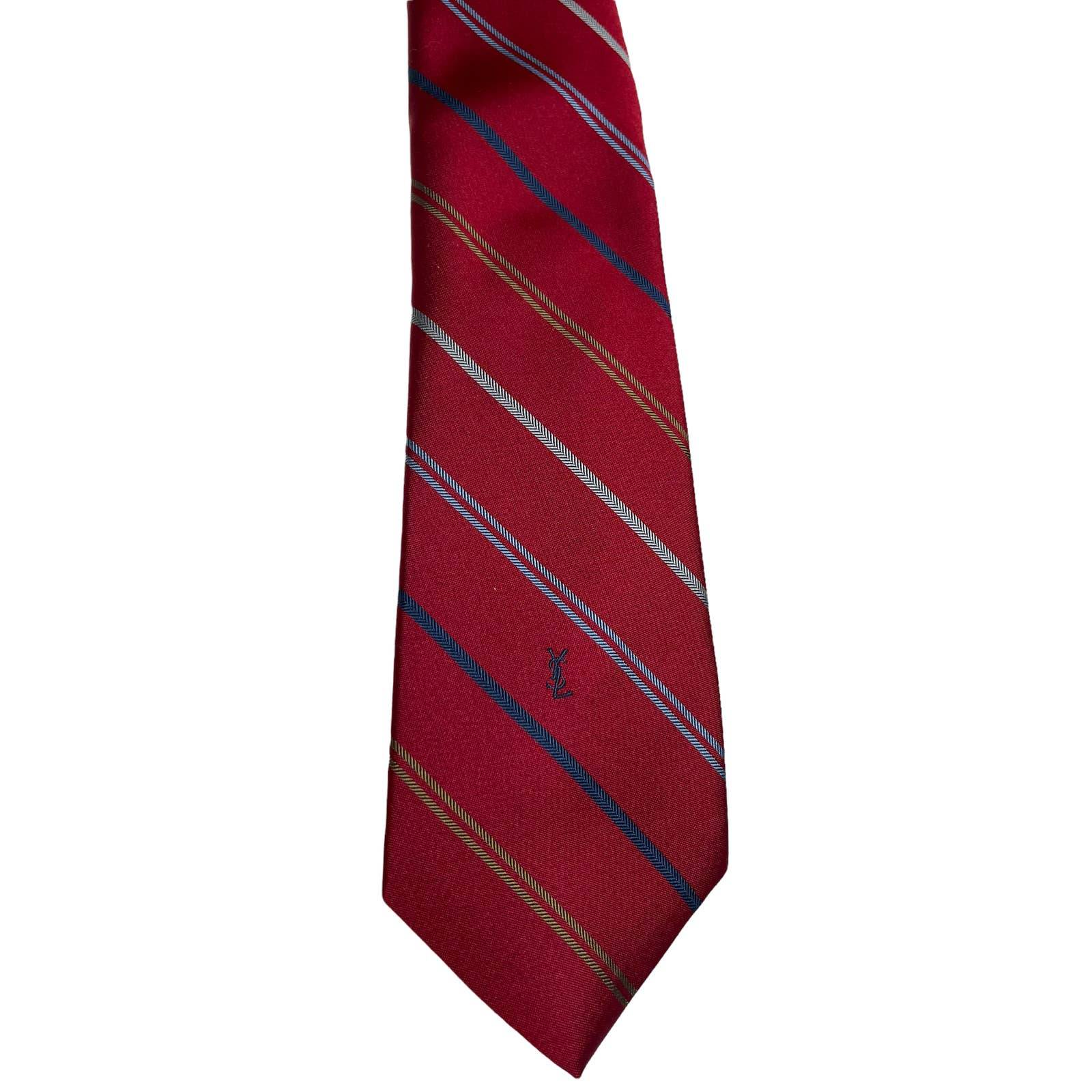 Yves Saint Laurent YSL Red Striped Tie
