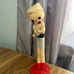 Vintage Mid-Century Poseable Doll Dress/ Hat Wood Stand Japan