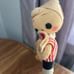 Vintage Mid-Century Poseable Doll Dress/ Hat Wood Stand Japan