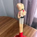 Vintage Mid-Century Poseable Doll Dress/ Hat Wood Stand Japan