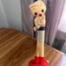 Vintage Mid-Century Poseable Doll Dress/ Hat Wood Stand Japan